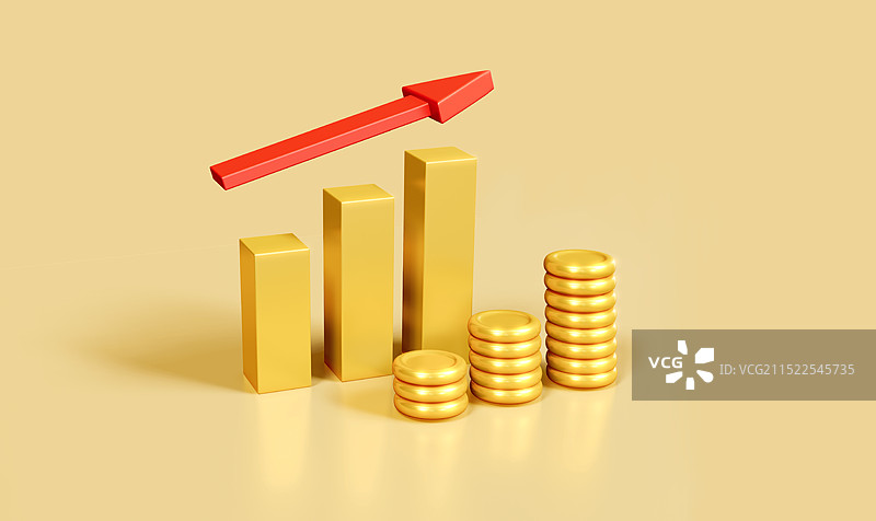数据上涨金融经济理财3D卡通插画图片素材