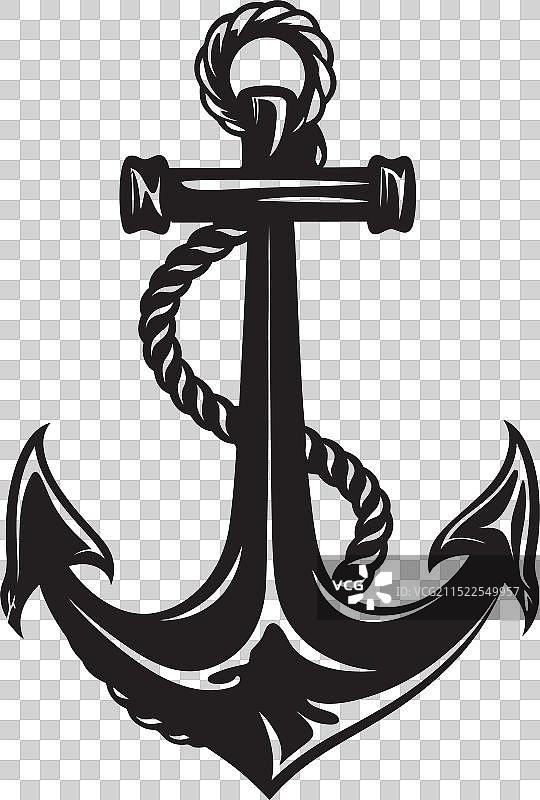 复古航海徽章锚绳图案图片素材