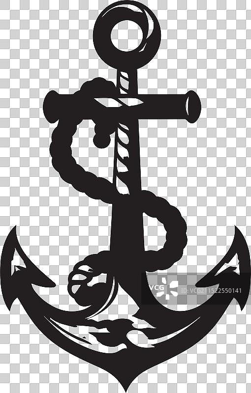 卓越航海图标：带绳索的船锚图片素材