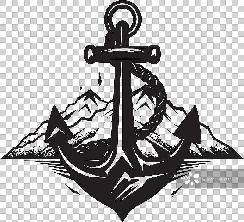 复古航海徽章锚绳航海标志图片素材