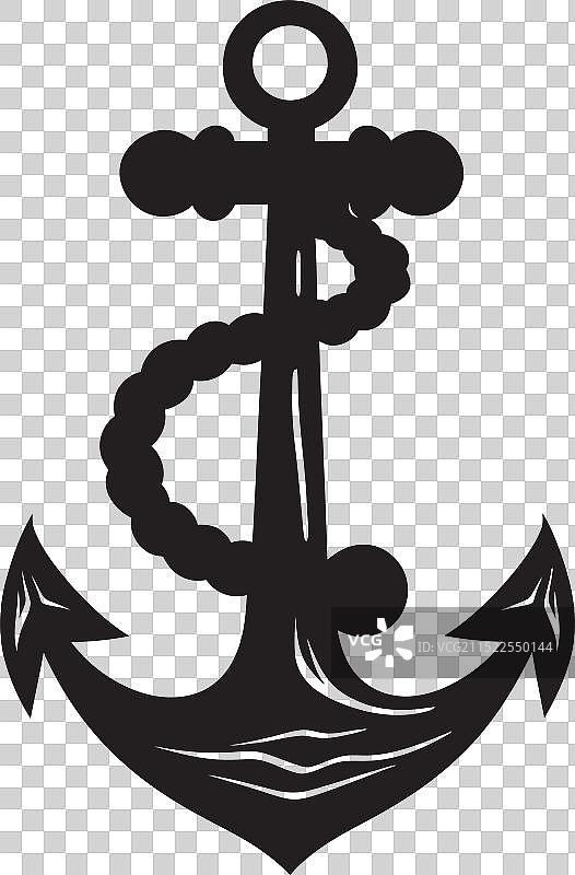 带有绳索的船锚海洋传统标志图片素材