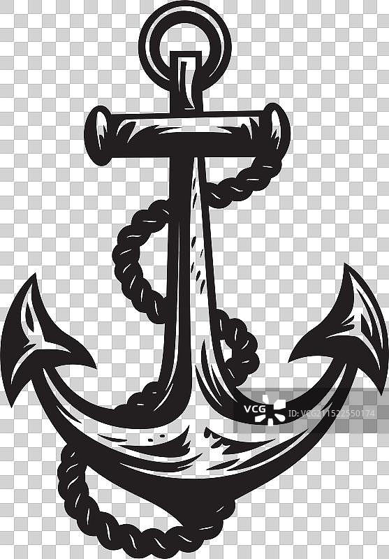 复古航海徽章船锚绳索标志图片素材