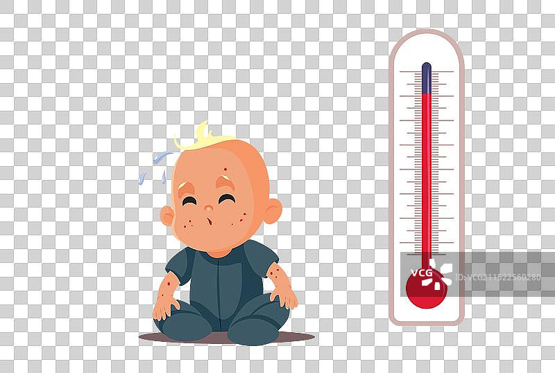 卡通：婴儿在热浪中难受图片素材
