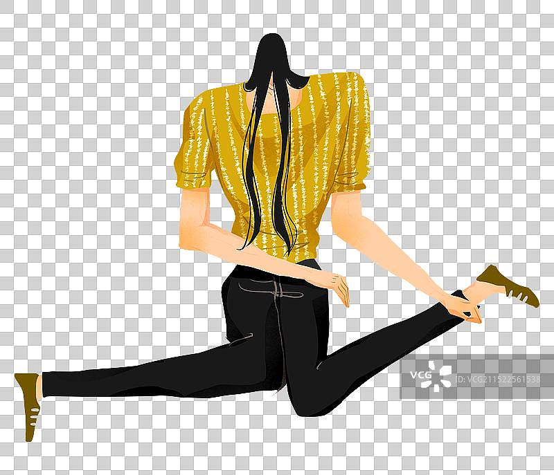 女性颓废的坐着插画元素图片素材