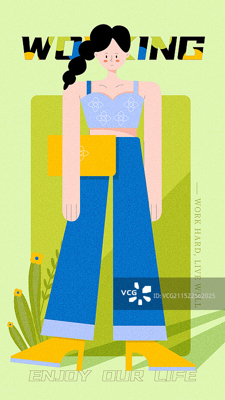扁平风-职场工作女性竖版海报图片素材