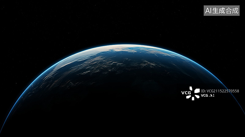 【AI数字艺术】蓝色地球边缘发光带背景图片素材