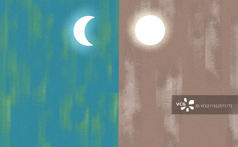 日月交汇插画背景图片素材