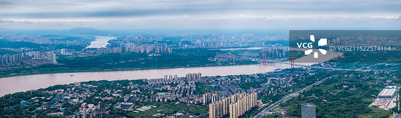 四川泸州市城市长江景观鸟瞰图片素材