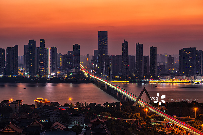 长沙城市天际线，银盆岭大桥图片素材