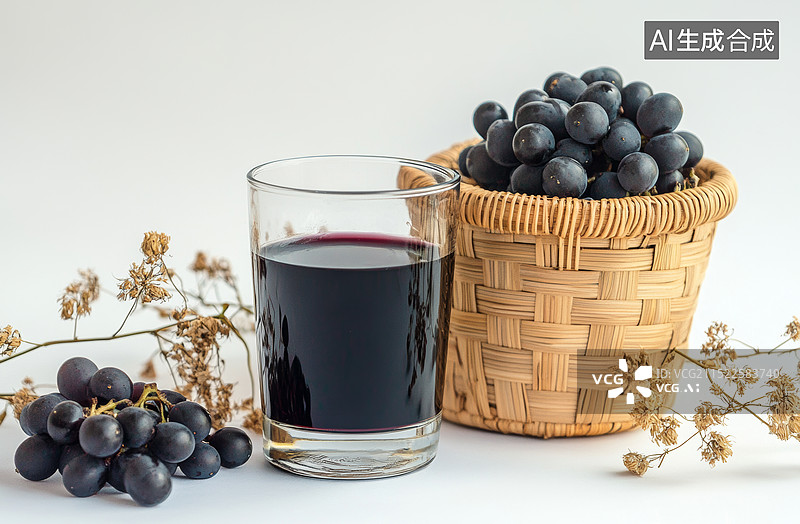 【AI数字艺术】自然的味道：自制葡萄饮品图片素材