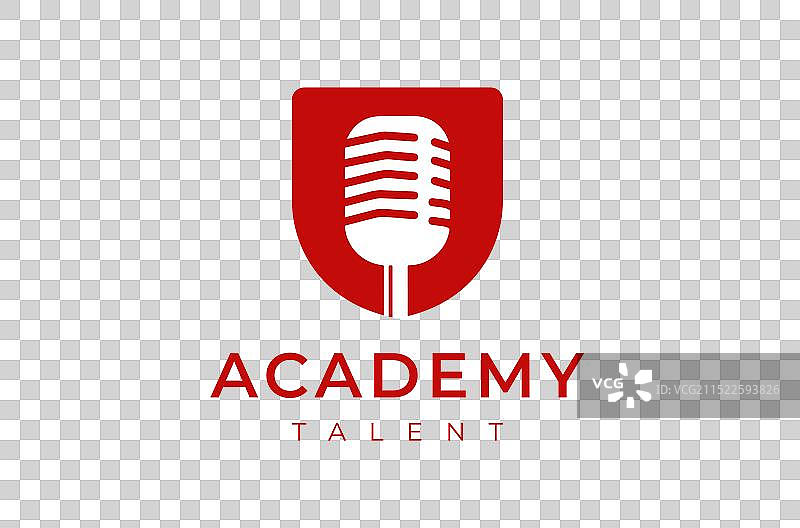 红色麦克风盾牌学院logo图片素材