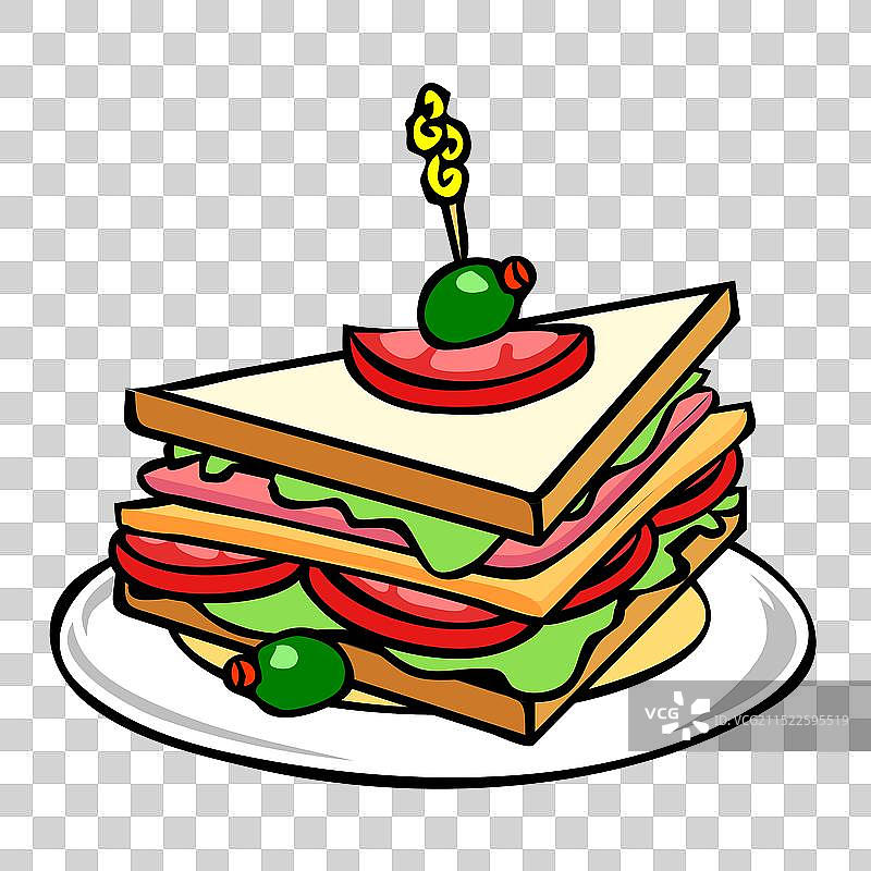 带有餐盘的美味三明治小吃图片素材