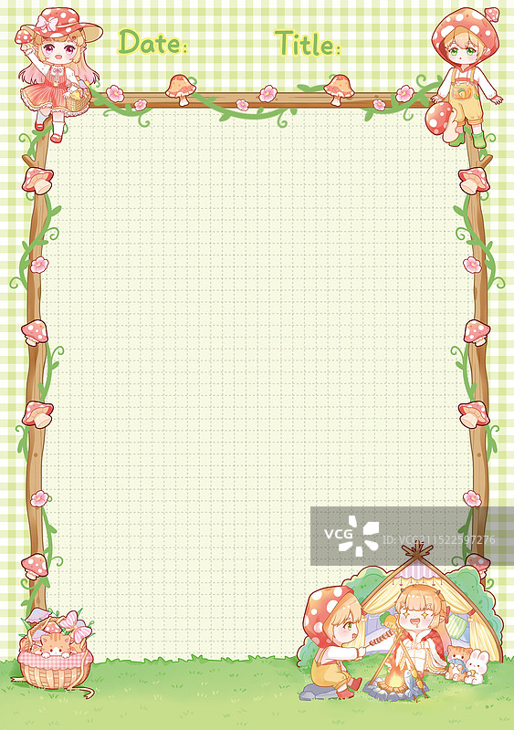 采蘑菇卡通贴纸本图片素材