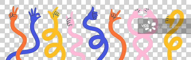 彩色柔性手部弯曲伸展图片素材