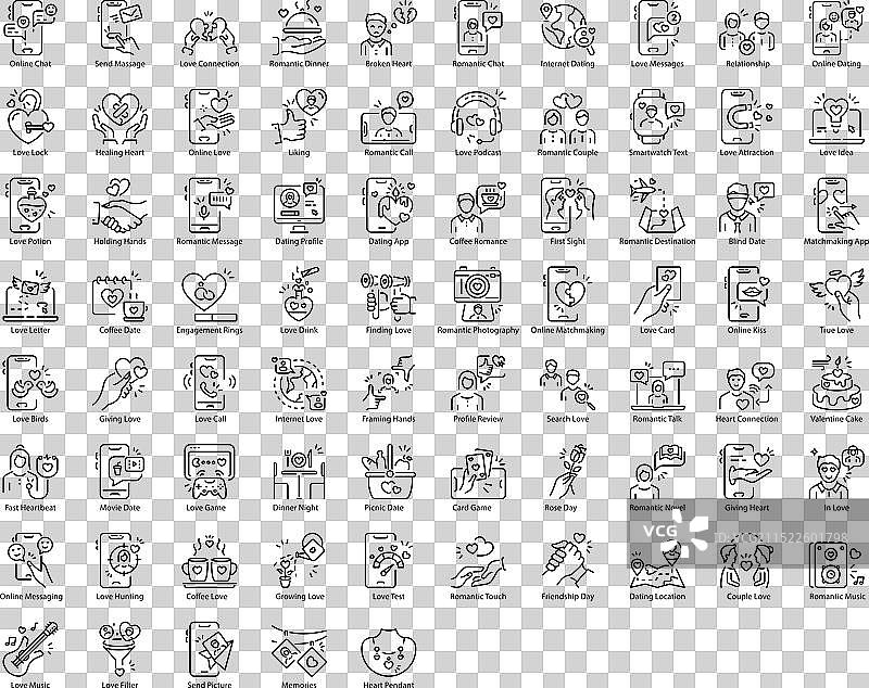 16款网络交友线性图标图片素材