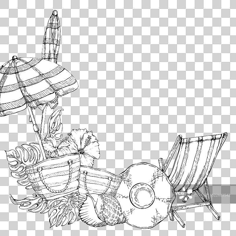 手绘条纹沙滩包图片素材