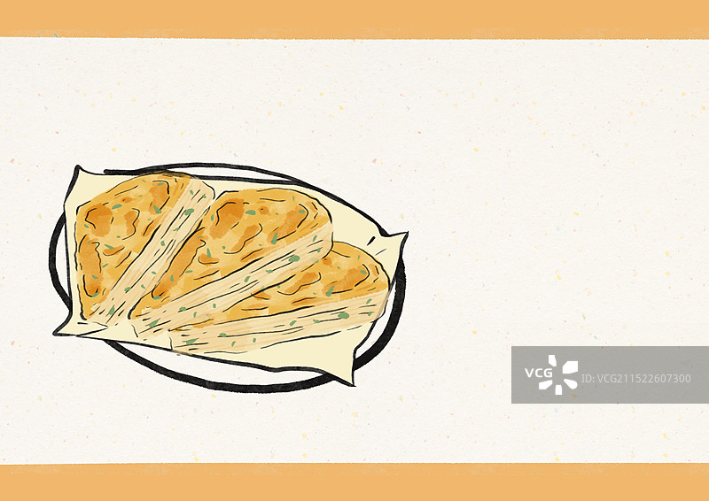 国潮风威海美食插画-千层饼图片素材