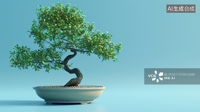 【AI数字艺术】盆景松树图片素材