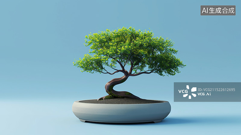 【AI数字艺术】盆景松树图片素材