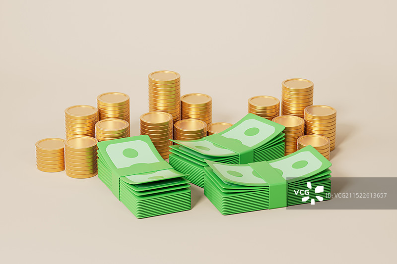 含有现金货币等元素的金融货币概念插画图片素材