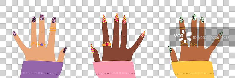 女士动物纹美甲图片素材