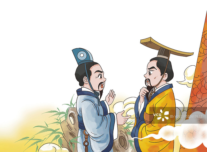 彩色 插图插画 古代人 劝谏 大臣 帝王 君王 君臣 淳于髡 明代 历史 知识图片素材