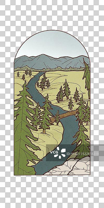 复古插画|河谷图片素材