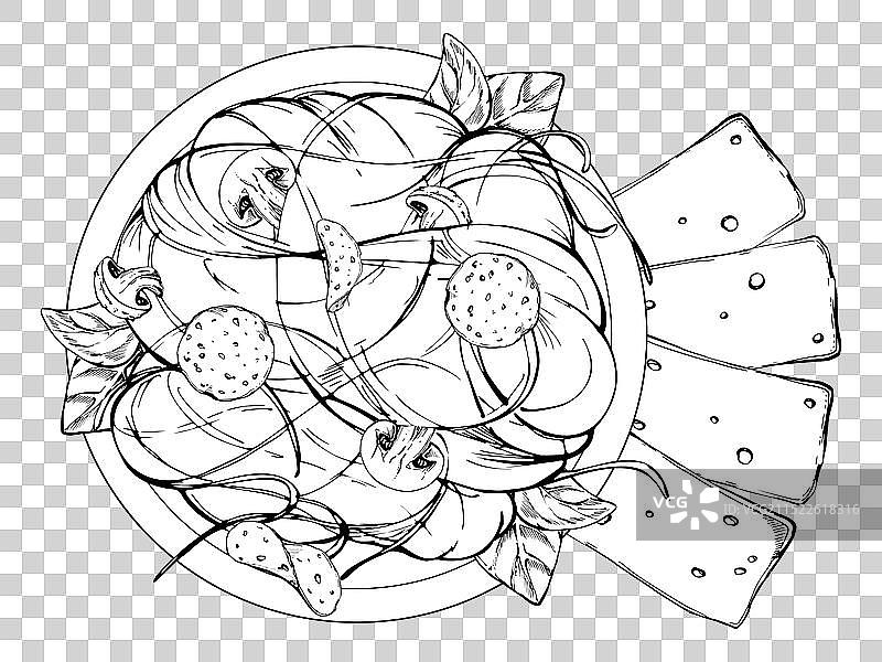 手绘墨水意大利面意大利美食图片素材