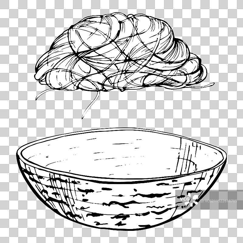 手绘墨水意大利长面图片素材