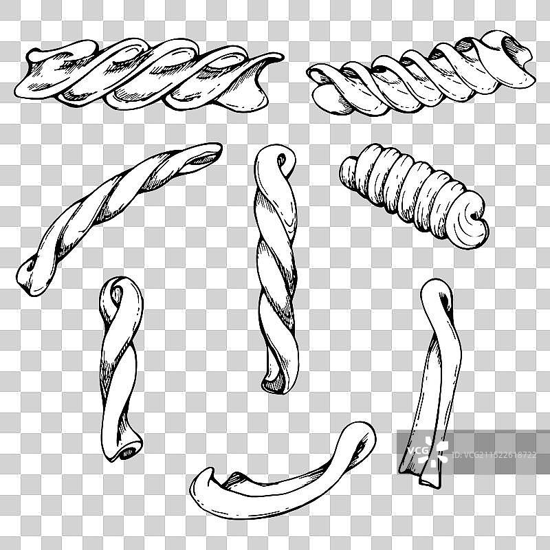 手绘水墨意大利美食双螺旋面图片素材