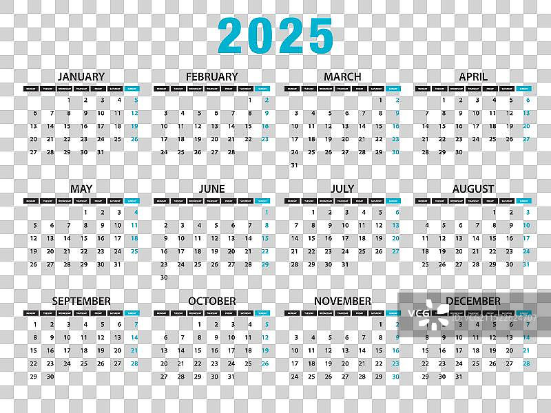 2025年日历12件套图片素材