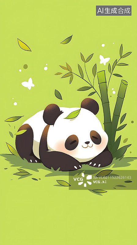 【AI数字艺术】可爱熊猫卡通插画图片素材