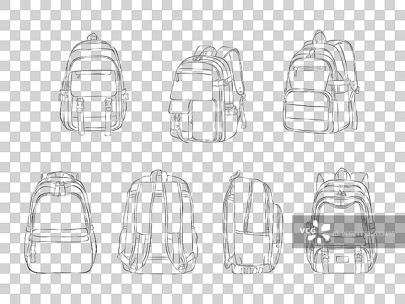 手绘背包涂鸦套装图片素材