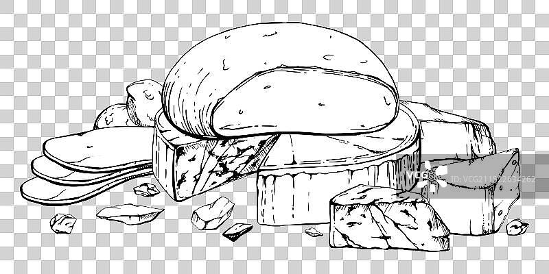 手绘墨水奶酪图片素材