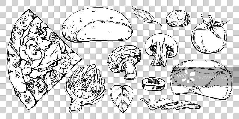 手绘卡布里乔萨披萨图片素材