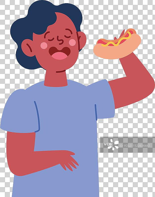 年轻男人吃热狗图片素材