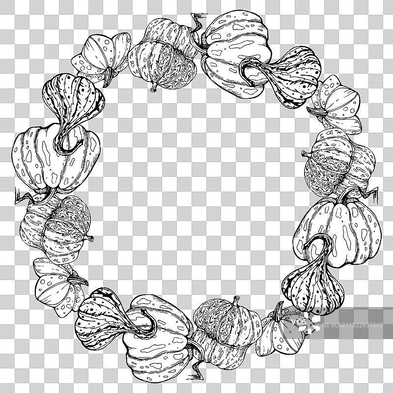 手绘南瓜葫芦素描艺术图片素材