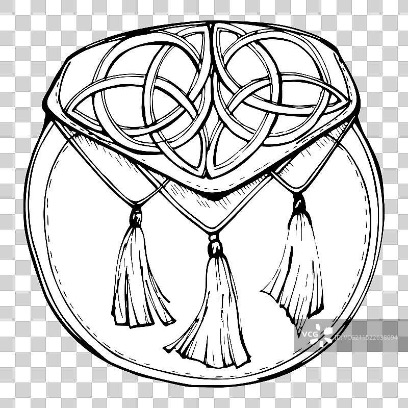 水墨手绘苏格兰毛皮囊速写图片素材