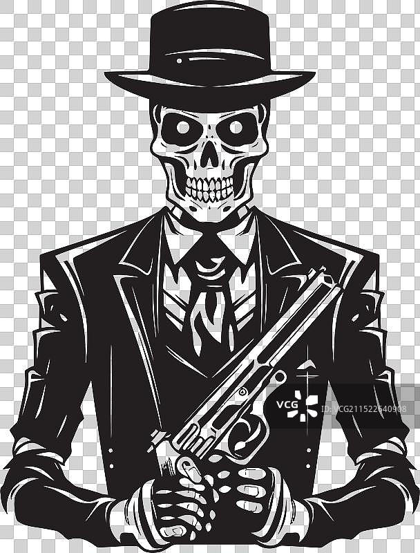 手枪精确骨架拿着枪支图片素材