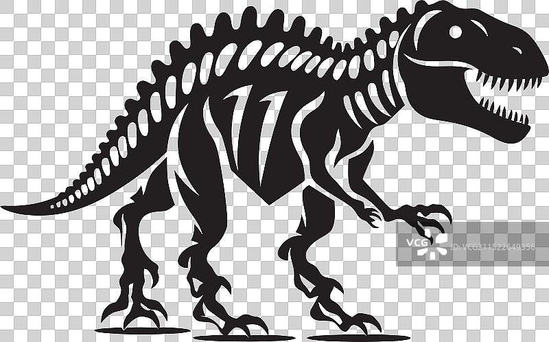 带有霸王龙骨骼的中生代标记图形设计图片素材