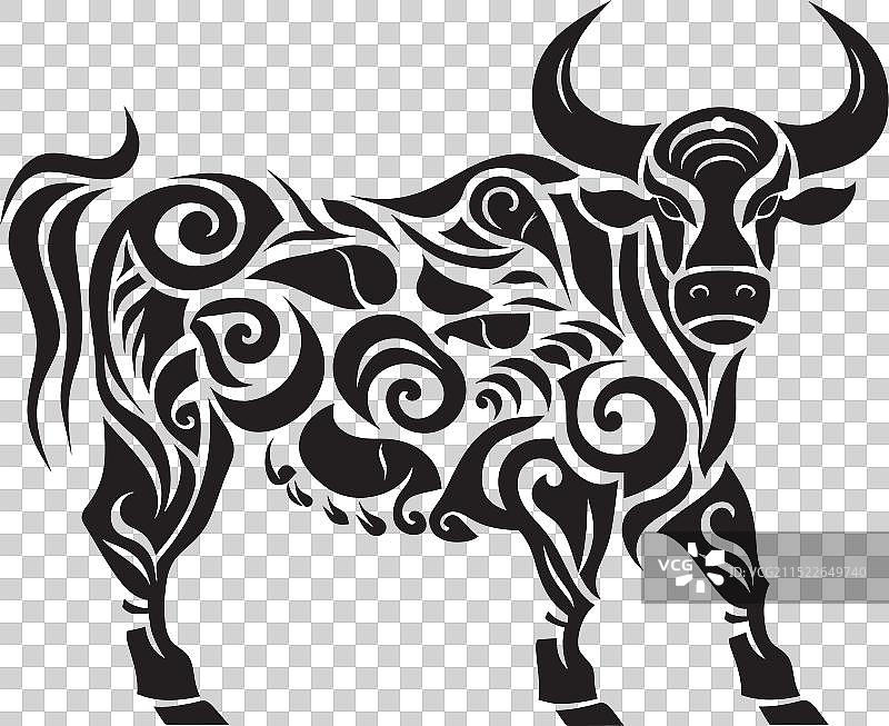 太平洋牛科动物塔希提风格公牛部落图标图片素材