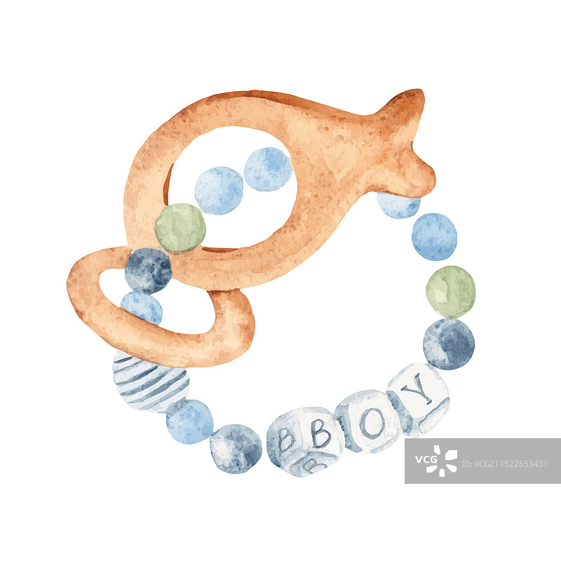 婴儿出牙环水彩画图片素材