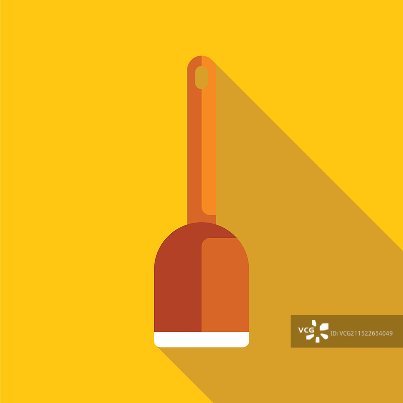 黄色背景下的厨房铲长阴影图片素材