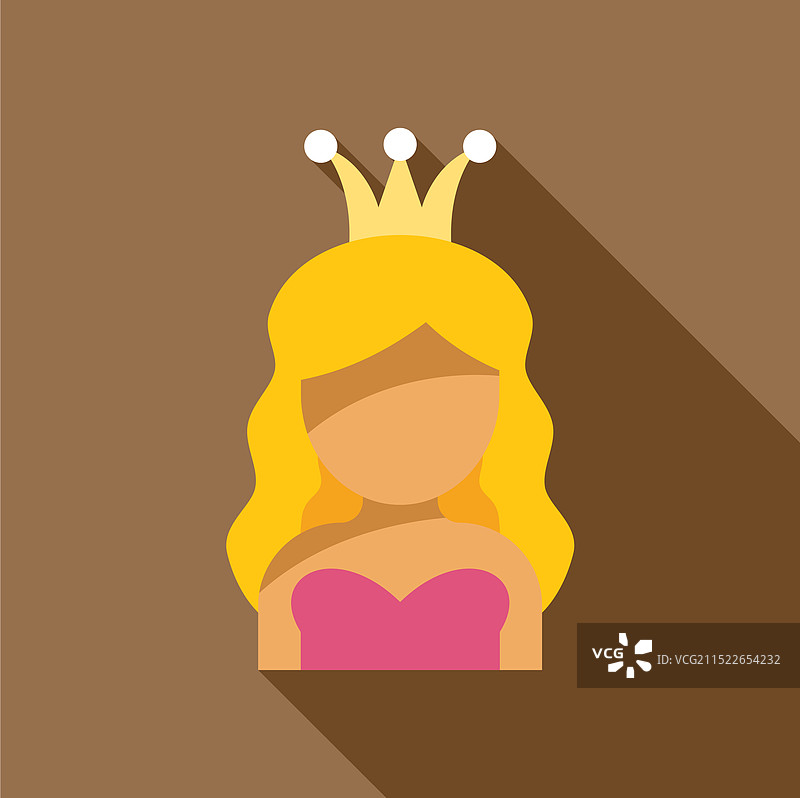 金发公主戴金色皇冠扁平设计图片素材