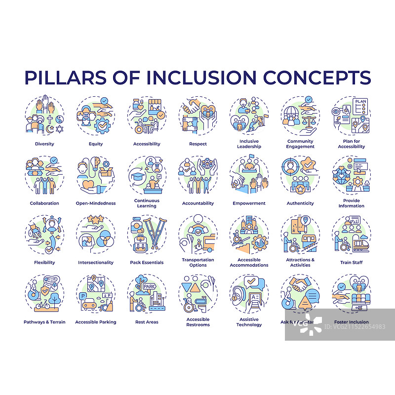 多元化包容性支柱概念图标图片素材