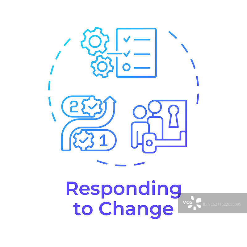 应对变化蓝色渐变概念图标图片素材