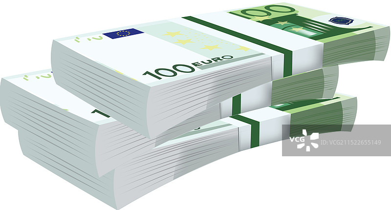 一叠一百欧元纸币图片素材
