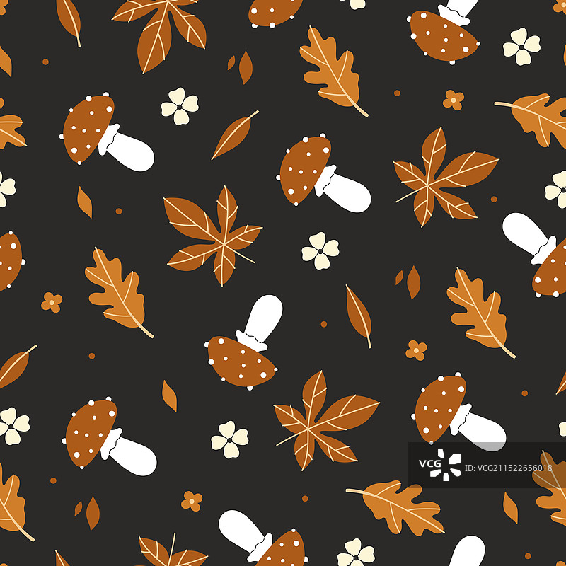 带毒蝇伞的无缝秋季图案图片素材