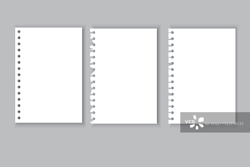 三张撕裂的笔记本页面图片素材