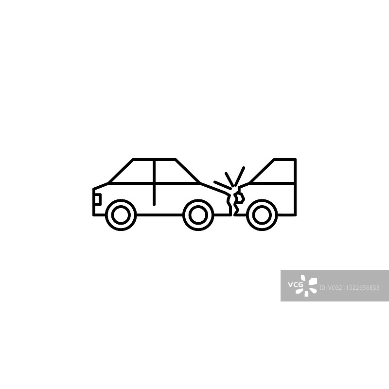 白色背景上的追尾事故线性图标图片素材